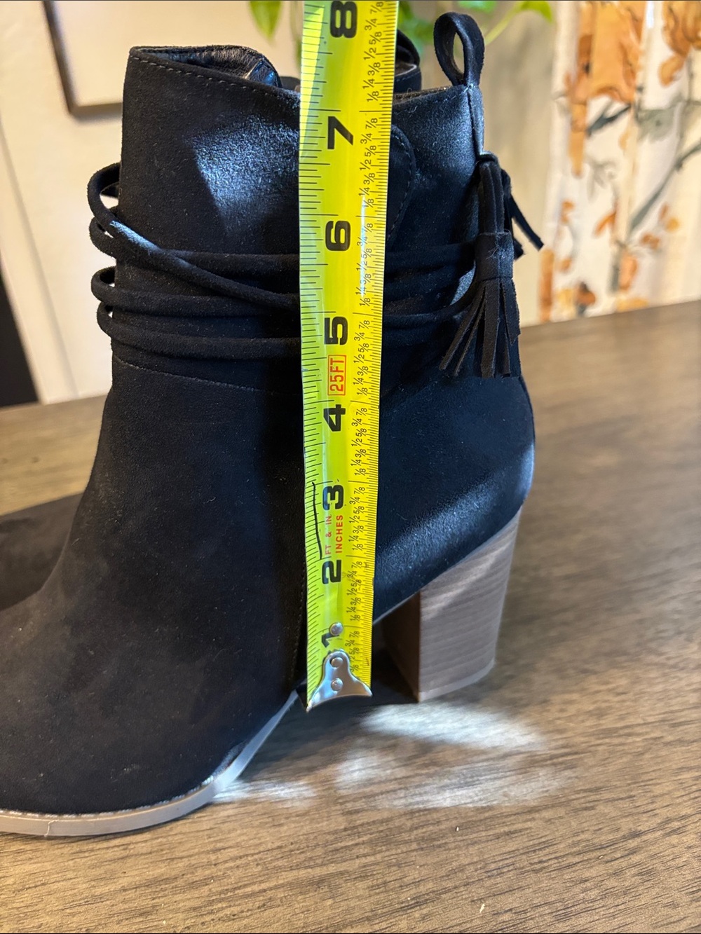 Maurices Black Suede Pointed Toe Ankle Booties with Tassel Wrap - Picture 11 of 11